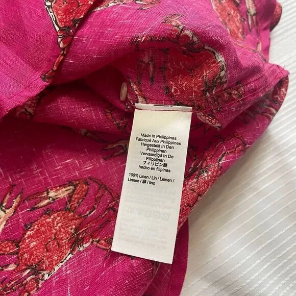 NWT J. Crew Ratti Linen King Crab Print Button Up Shirt Size 4 New - Picture 6 of 8